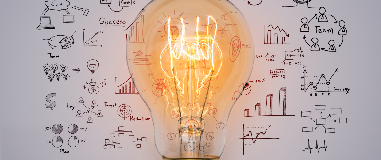 Light bulb with drawing graph